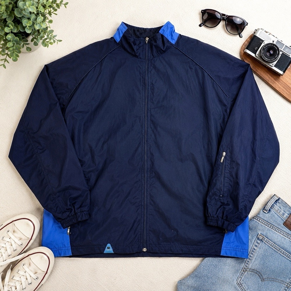 Vintage 90s Starter Windbreaker Jacket Full Zip Men's Size XL Navy Blue Y2K